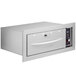 A stainless steel ServIt built-in drawer warmer with a door open.