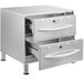 A stainless steel ServIt double freestanding drawer warmer with two drawers.