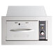 A ServIt narrow built-in drawer warmer with a silver rectangular front and knob.