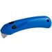A blue Pacific Handy Cutter safety cutter with a black handle.