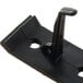A black plastic hook with holes.