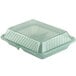 A jade green GET plastic container with two compartments and a lid.