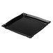 A Delfin Cafe Black square melamine tray with a curved edge.