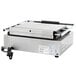 A silver rectangular Globe Panini Grill with a black handle.