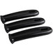 Three black Vollrath TriVent removable silicone pan handle sleeves.