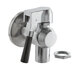 A stainless steel Carnival King faucet drain assembly with a metal tap and black handle.
