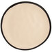 A GET Melamine Coupe dinner plate in beige with a black rim.