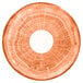A circular orange RAK Porcelain Woodart saucer with a white circle in the middle.