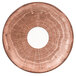 A circular wood plate with a white circle on it.