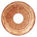 A circular wood plate with a white circle in center.
