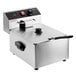A Galaxy electric countertop fryer with a black handle.