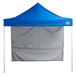 A blue tent with a white cover and a blue frame.