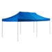 A blue tent with poles on a white background.