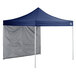 A navy blue tent with a triangular top and white mesh walls.