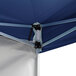 A navy blue Backyard Pro instant canopy with white fabric walls and a metal frame.