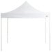 A white Backyard Pro steel canopy tent with poles.