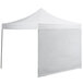A white tent with a triangular top on a white background.