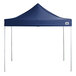 A navy blue Backyard Pro canopy tent with two poles and a triangular top.