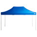A blue tent with poles.