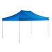 A blue Backyard Pro Courtyard Series canopy with white poles.