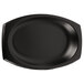 A black round laminated foam plate.