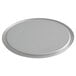 A round silver lid for an 8" pizza dough pan.