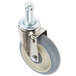 A MetroMax iQ swivel stem caster with a resilient donut wheel and metal screw.