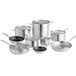 A Vigor stainless steel cookware set with pots, pans, and lids.