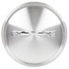 A close up of a Vollrath stainless steel domed lid with a handle.
