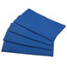A stack of folded blue Hoffmaster paper napkins.