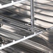 A close up of a stainless steel Galaxy countertop convection oven rack.