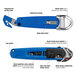 A blue Pacific Handy Cutter safety cutter with a silver blade.