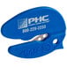 A blue Pacific Handy Cutter bag cutter with white text.