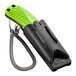 A black holster with a green and black Pacific Handy Cutter.