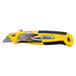 A yellow and black Pacific Handy Cutter metal auto-loading utility knife with a black handle.