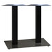 A black metal Grosfillex dining table lateral base with two square legs.