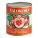 A Valoroso #10 can of whole peeled tomatoes with a label on a white background.