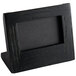 A black wooden Cal-Mil Chalkboard Stand with black chalkboard on white background.
