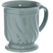A sage green Dinex insulated mug with a pedestal base and wavy design.
