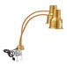 An Avantco gold stainless steel heat lamp with a cable and clamp.
