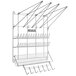 A metal rack with hooks designed for drying Ateco pastry bags and tips.