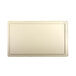 A white rectangular melamine serving board with a faux bamboo border.