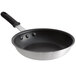 A close-up of a Choice 8" aluminum non-stick fry pan with a black silicone handle.