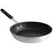 A close-up of a Choice black and silver aluminum non-stick fry pan.