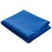 A blue folded Intedge table cover on a white background.