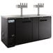 An Avantco UDD-3-HC black beer dispenser with four taps on a counter.