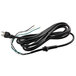 A black cord with three wires and a plug, including a black wire with white and green wires.