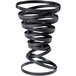 A round metal wire basket with a spiral design.