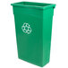 A close up of a green Continental rectangular recycle bin with a recycle symbol on it.