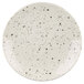 An Elite Global Solutions chocolate chip melamine plate with white and black speckled specks.